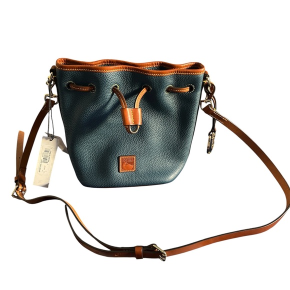 Dooney & Bourke Blue Pebble Grain Leather Drawstring Tote w/ Dust Bag - NWT - Picture 2 of 9